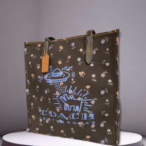 Coach X Keith Haring Collab UFO Tote Canvas & Leather Special EDITION Tote Bag